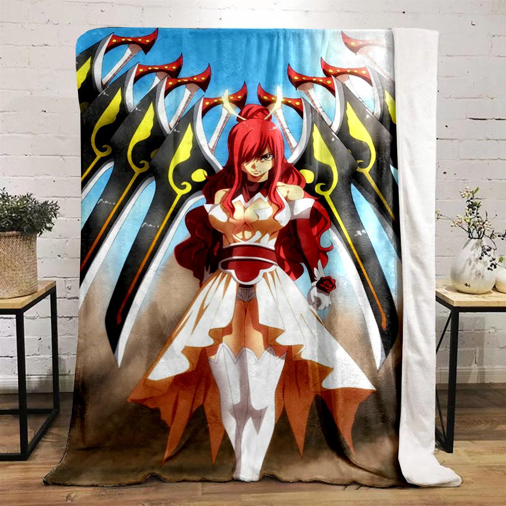 "Red-haired warrior with swords design blanket, Flannel blanket for bedroom, living room, sofa, and nap sofas."