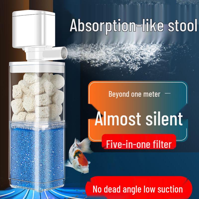 Silent Aquarium Filter: Submersible 3-in-1 Water Purifier, Circulator, and Oxygen Pump with Poop Suction Feature.