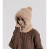 Women's Winter Hat Face Mask and Plush Earrings - Soft and Warm Full Face and Head Cover- Soft Fleece Lining Women's Winter Hat