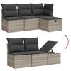 5 Piece Garden Sofa Set with Cushions Light Grey Poly Rattan