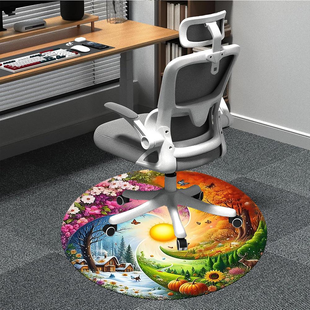

1pc Seasonal Harmony Chair Carpet for Office Non-Slip, Machine Washable Rug for Office, Room - Holiday Decor, Machine Made yy251016195 80cm by 80cm