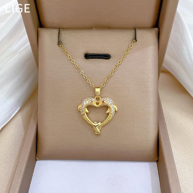 Love Haiteng, Light Luxury Temperament Gorgeous Full Diamond Necklace Women'S Versatile Collarbone Chain Titanium Steel Chain