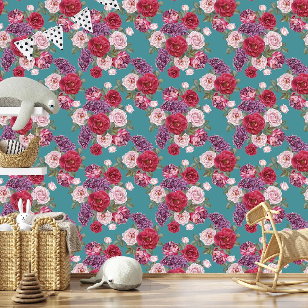 Beautiful colorful roses wallpaper for living room and bedroom 50x1000