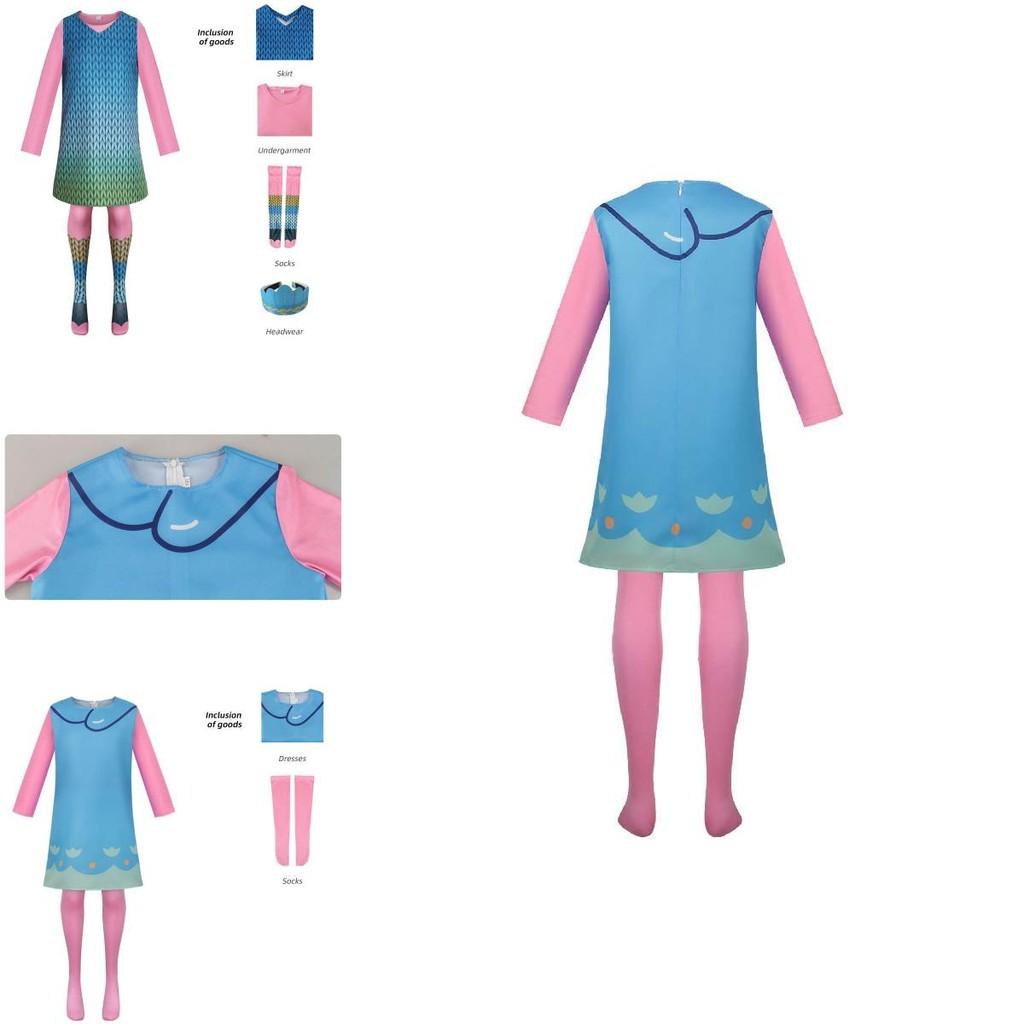 Cute Fantasy Trolls Cosplay Costume Poppy Dress Anime Halloween Stage Outfit