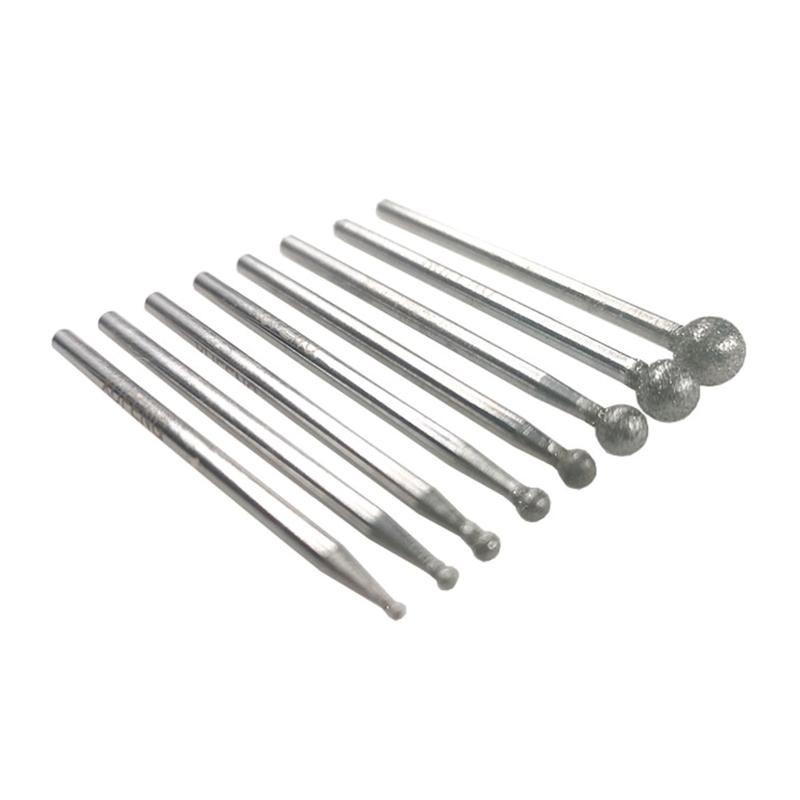 8 Pieces 2.35mm Shank  Spherical Head  Grinding Bits Rotary Grinding Wheel Head Grinding Burr Dril