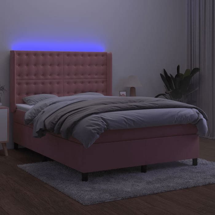 Maison Exclusive - Sommier à lattes de lit matelas et LED Rose 140x190 cm Velours