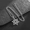 David Shield Hexagon Pendant Necklace Mens Fashion Stainless Steel Cuban Chain Necklace Religious Jewelry