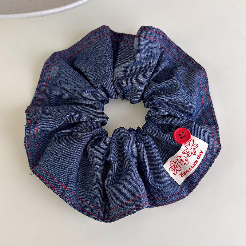 Korean Retro Polka Dot Plaid Button Headband & Versatile Large Intestine Hair Tie Set
