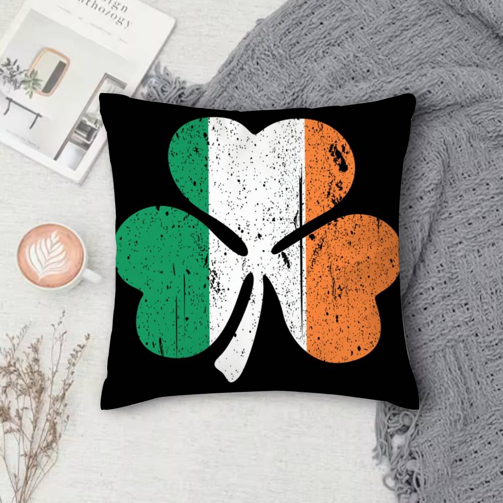 St Patricks Day Outfits Double-Sided Printed Square Pillow Cover Decorative Cushion Cover For Sofa Bedroom Bedside