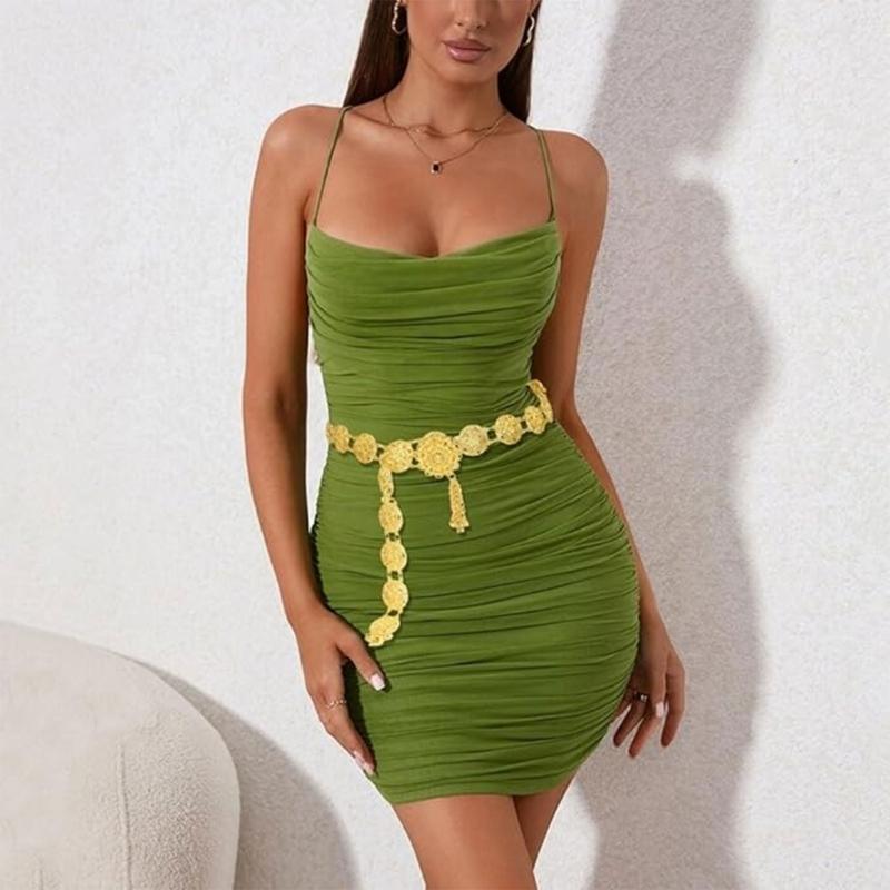 Adjustable Flower Dance Beach Waist Decoration Women's Hollow Flower Chain Belt for Belly Dance and Summer Jewelry