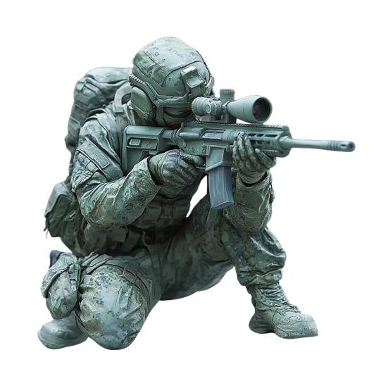 Rifle Soldier Figurine Realistic Green Soldier Statue Sculpture Metal Model Toy Home