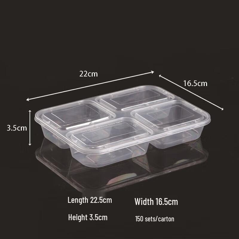 JingJingRS Disposable 4-Compartment Takeout Boxes