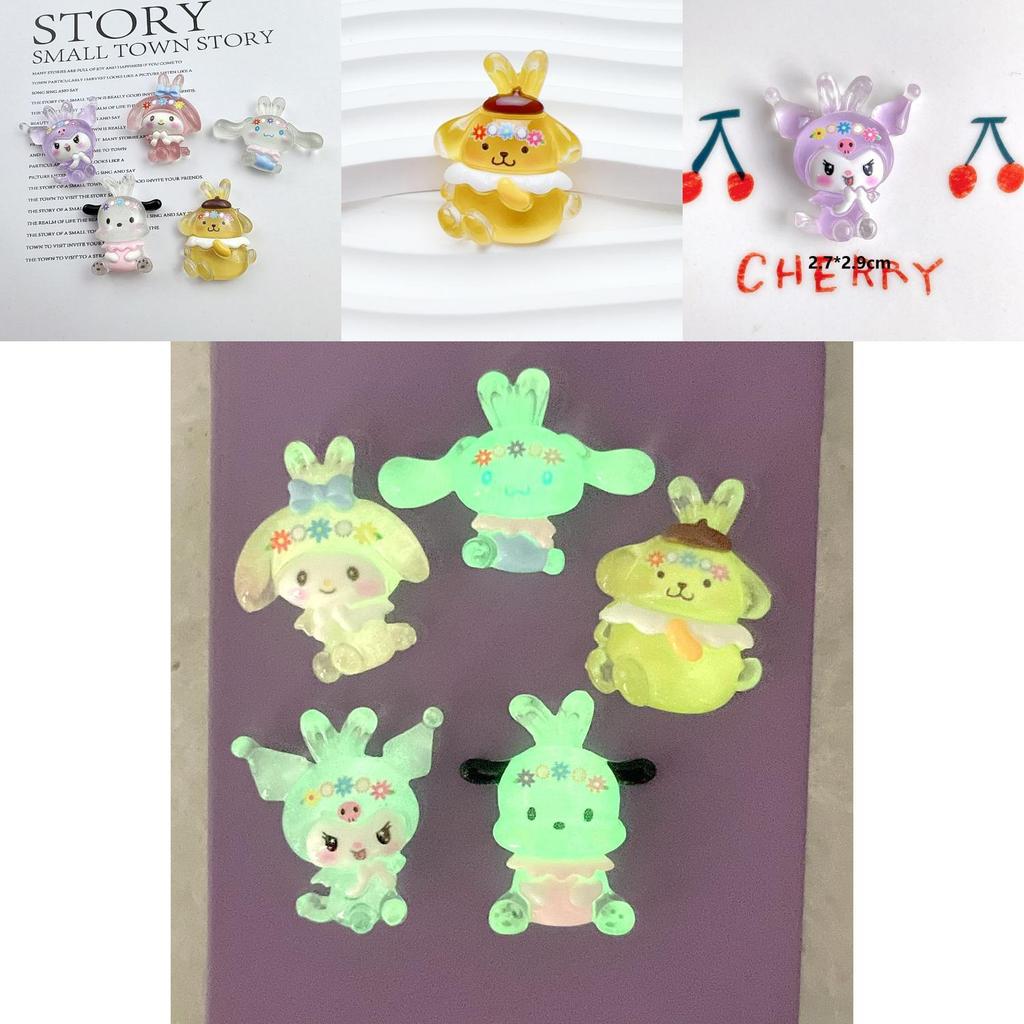 Lovely Cartoon Animal Resin Decorations For Diy Crafts Cream Gel Material