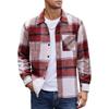 Men's Plaid Spring and Autumn Long-sleeved Shirt Jacket Furry Cardigan Shirt