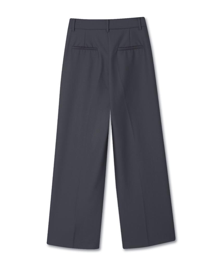 Michikoleondeonkosino Relaxed Double-Pleat Wide Slacks Charcoal