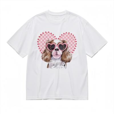 Men's Fashion Comfy Breathable Classic T-Shirt Puppy Pattern Design Printed Tee