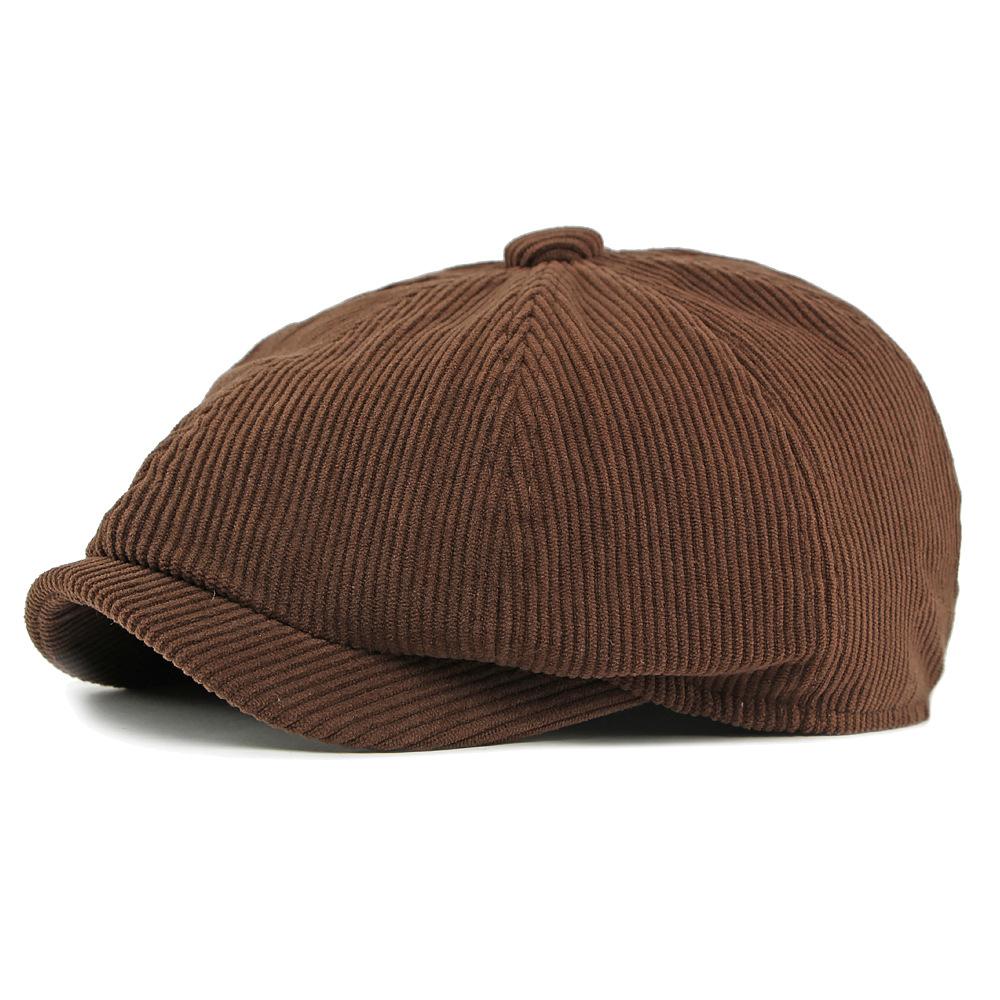 Herbst Winter Mütze Herren Damen Achteckige Mütze Dick Warm Corduroy Britisch Vintage Newsboy Mütze
