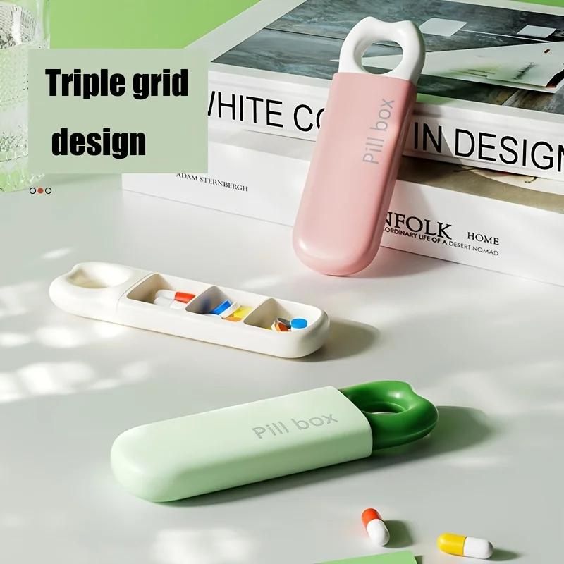 1 Stück Medikamenten-Organizer-Box mit Push-Lock-Deckel - Kompakte Pillendose, Tragbare Medikamentenaufbewahrung für Reisen, Zuhause oder unterwegs