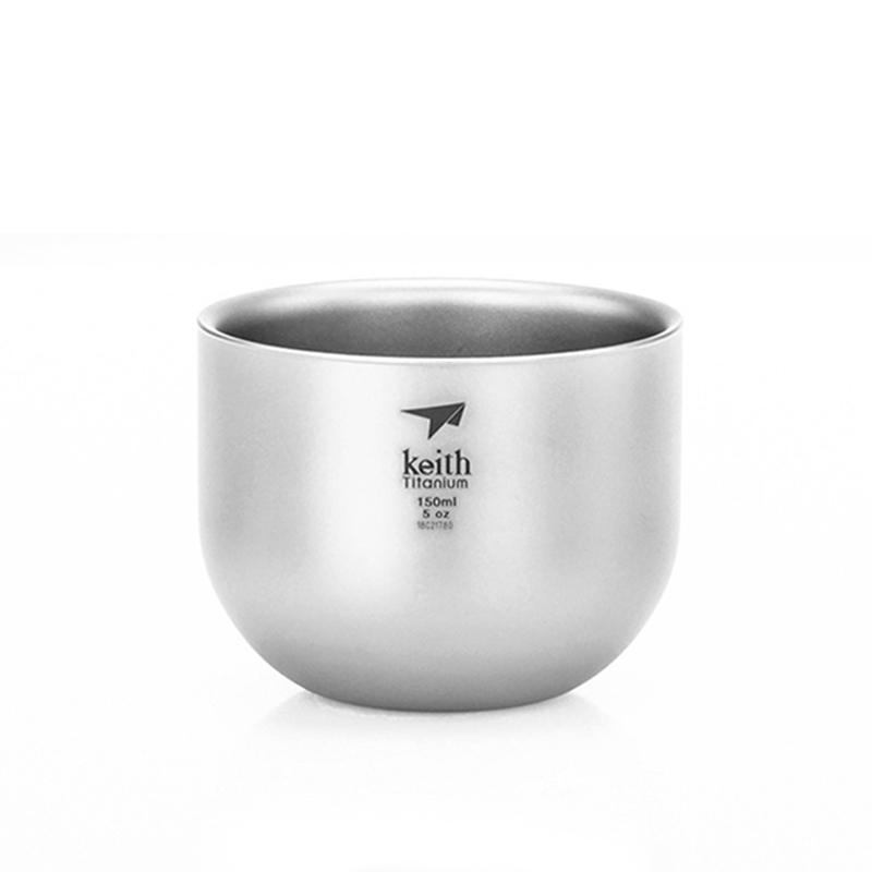 

Посуда Keith для кемпинга, титановая чайная чашка, 150 мл, с двойными стенками, противоожоговая, посуда для напитков на открытом воздухе, для пикника, вечеринки, чашка для вина, чая