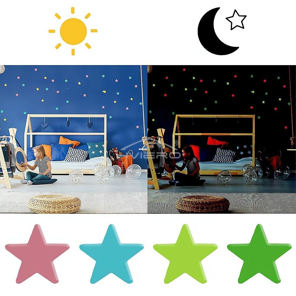 50/100X 3cm Star Glow In Dark Luminous Fluorescent Wall Sticker For Kids Baby Room Bedroom Ceiling Home Holiday Party Decoration