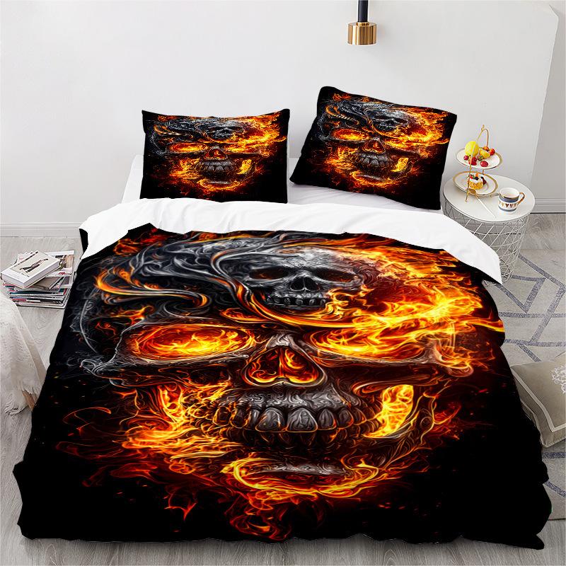Skull Series 3D Digital Printing Three-Piece Bedding Kit Bed Sheet Quilt Cover