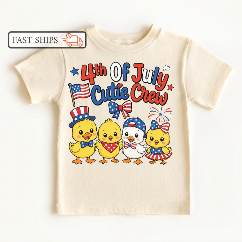 4th Of July Cutie Crew Kids Shirt, Patriotic Chick Toddler Tee, Independence Day Baby Outfit, Sibling Matching Top 140