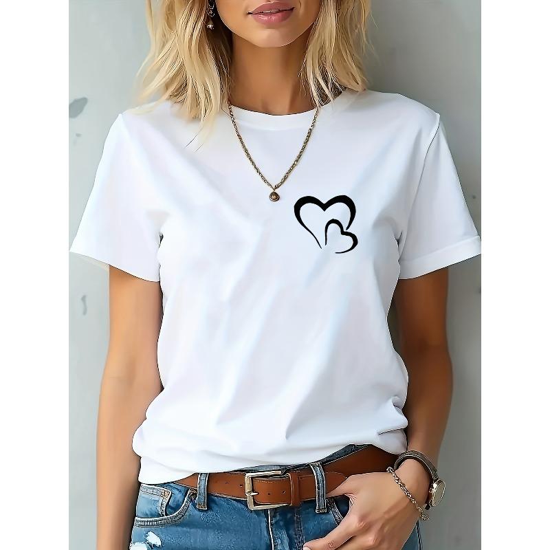 

Женская футболка из смесовой ткани Классический крой Мягкая Дышащая Повседневная Для ежедневной носки Классический круглый вырез Универсальная Эластичная Посадка Машинная стирка Верх L белый