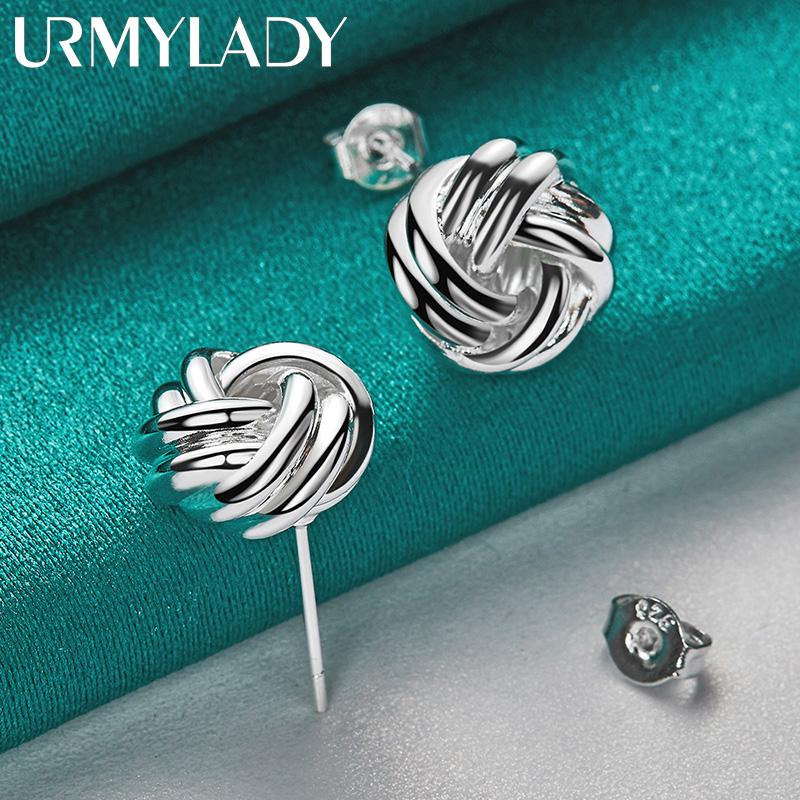925 Sterling Silver Tie A Knot Stud Earrings For Women Fashion Jewelry