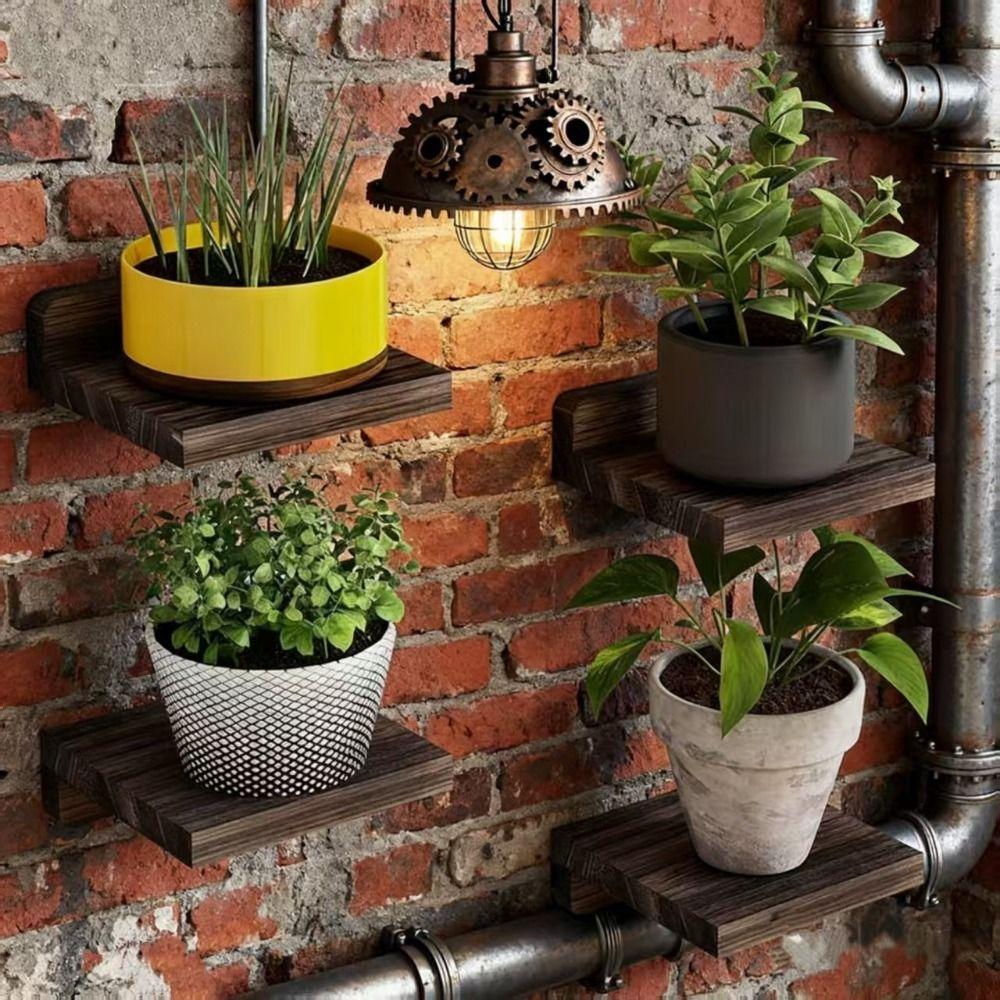 4 Stück Holz Wandmontierte Regale Einfache Pflanzen Blumentopf Tabletts Langlebige Blumenständer für die Küche