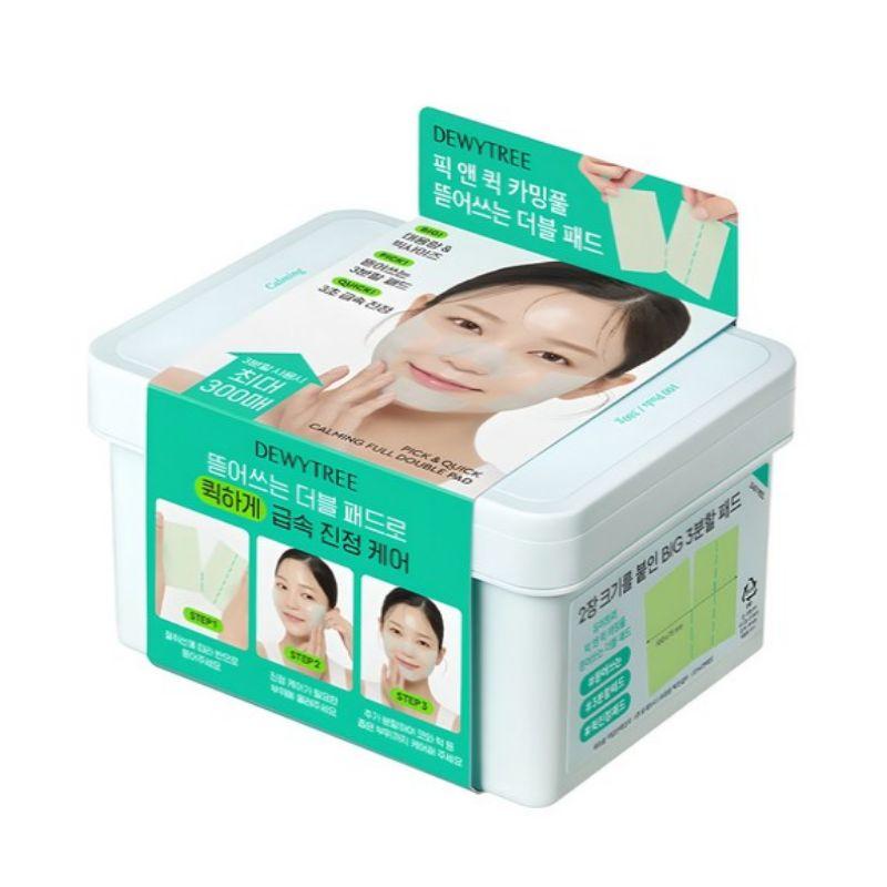 DEWYTREE Pick & Quick Успокаивающие двойные тонер-пэды 100 шт. 380 г K-Beauty Успокаивающие Увлажняющие Предварительно нарезанные пэды
