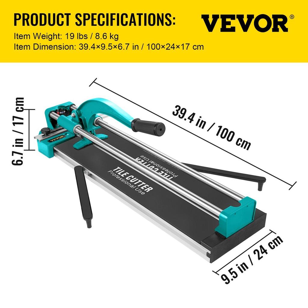 31 Inch/800mm Tile Cutter Double Rails & Brackets Manual Tile Cutter 3/5 in Cap w/Precise Laser Manual Tile Cutter Tools for Precision Cutting