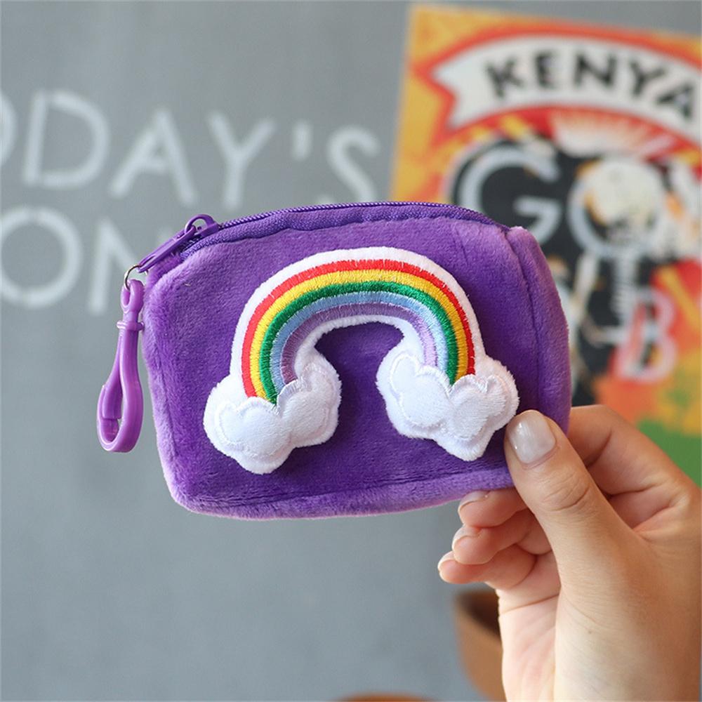 Candy 3D Rainbow Coin Purse Plush Small Wallet Zipper Key Pouch Card Holder Mini Headphone Storage Bag for Women Student