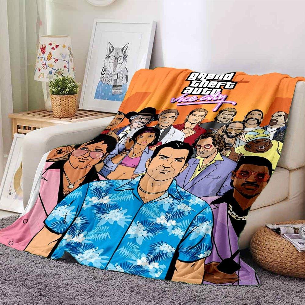 1pc Grand Theft Auto Soft Flannel Blanket with Designer Print A Cozy Blanket for All Seasons, Perfect for the Couch, Bed, Office
