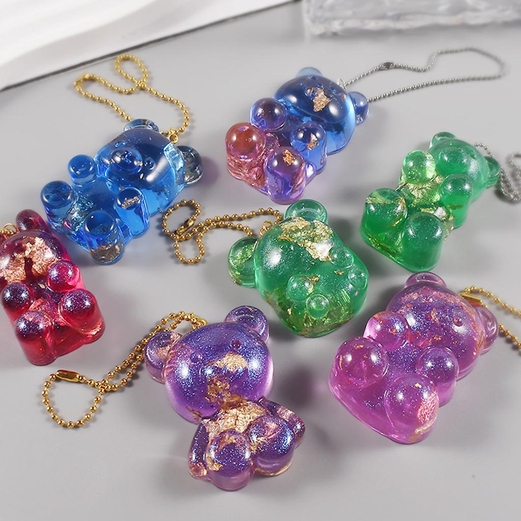 3D Animal Silicone Molds Epoxy Resin Casting Molds Semi-dimensional Bear Molds for Jewelry Craft DIY Keychain Making