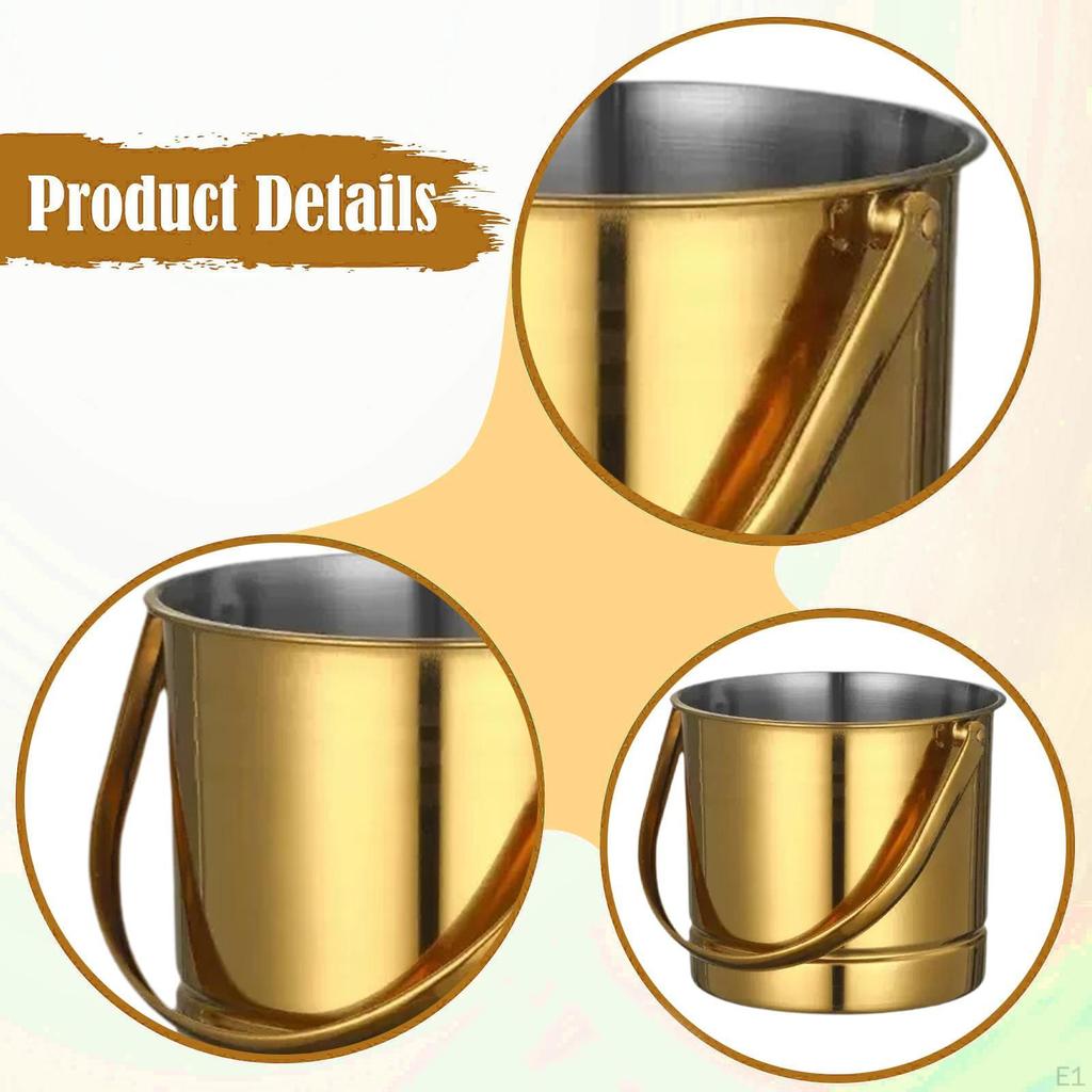 1.5L Ice Bucket Beer Holder Portable Handle Stainless Steel Drink Tub for Cocktails Home Bar