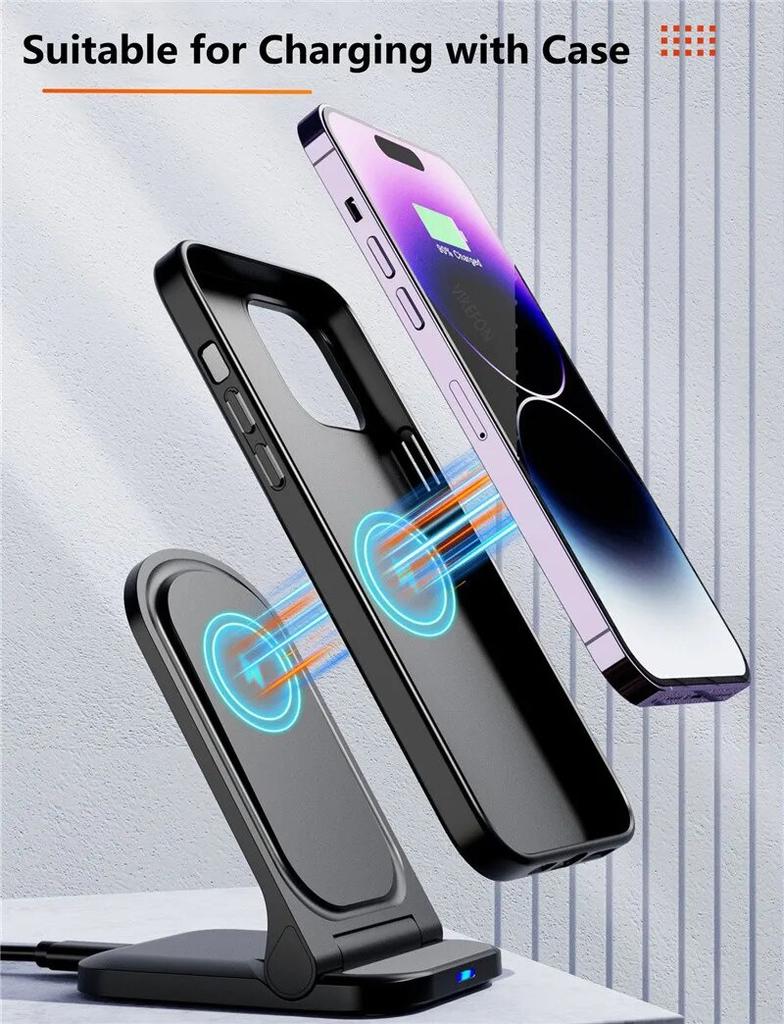 Foldable Wireless Charger Stand Pad Desktop Phone Chargers Holder Induction Fast Charging Station Dock for iPhone Samsung Xiaomi