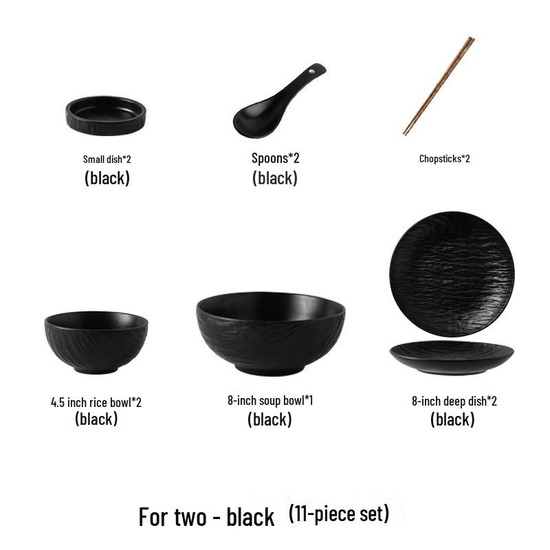 

Элегантный черно-белый японский набор посуды: Керамические миски, тарелки и палочки для еды