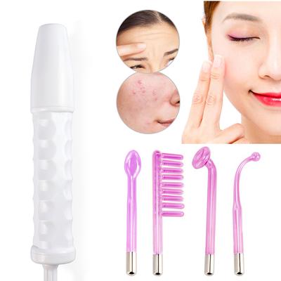 4-IN-1 Portable High Frequency Facial Beauty Machine Electrode Purple Light Glass Tube Wand Acne Massage Facial SPA Skin Care