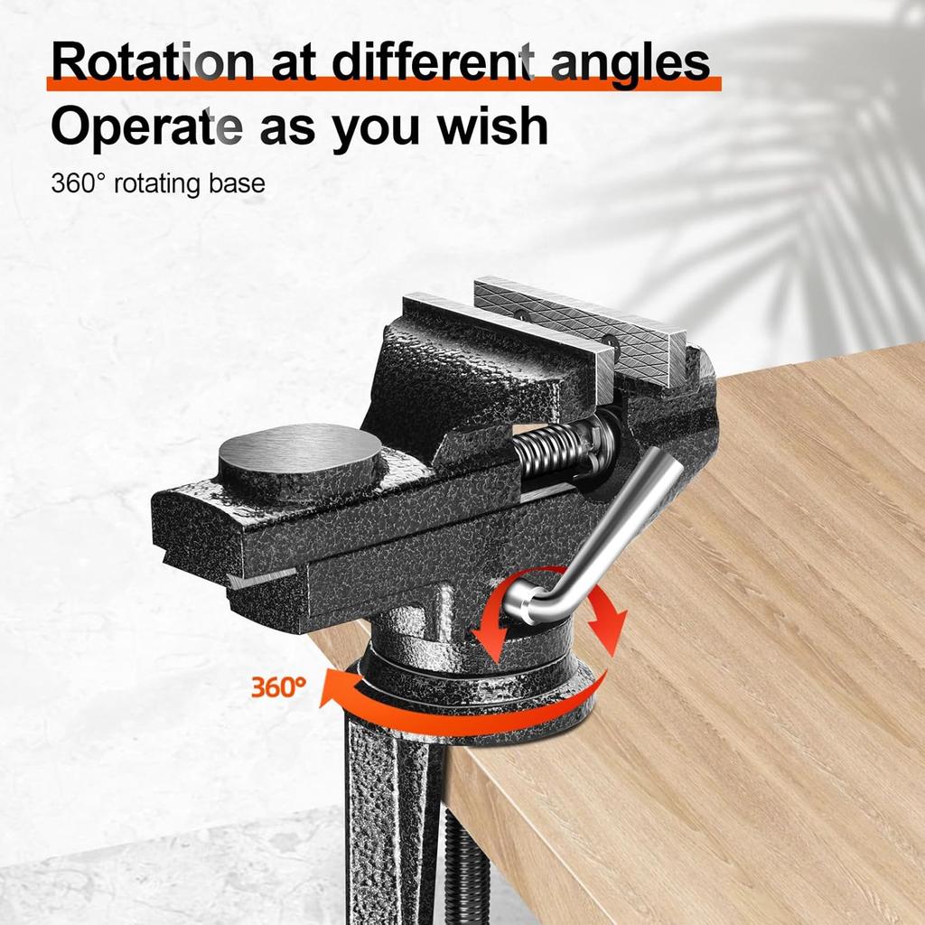 Professioneller Tischschraubstock, 360° drehbar, Werkstück-Klemmstock, Vielseitig einsetzbar, Robuste Konstruktion für Holzbearbeitung, Metallbearbeitung