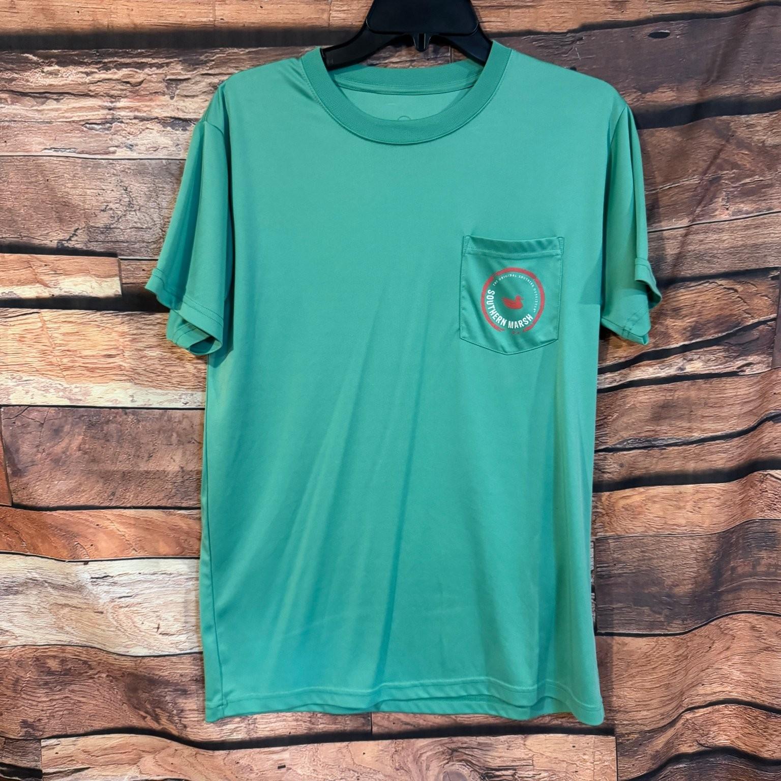Southern Marsh Men s Small Teal Green Red Snapper Graphic Performance Unisex T-Shirt XL