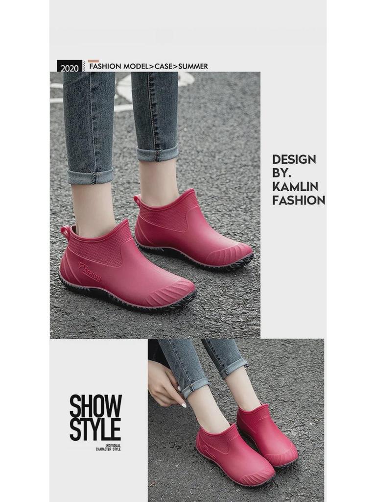 2025 Fashionable Waterproof Low-Top Women's Non-Slip Velvet Rain Boots