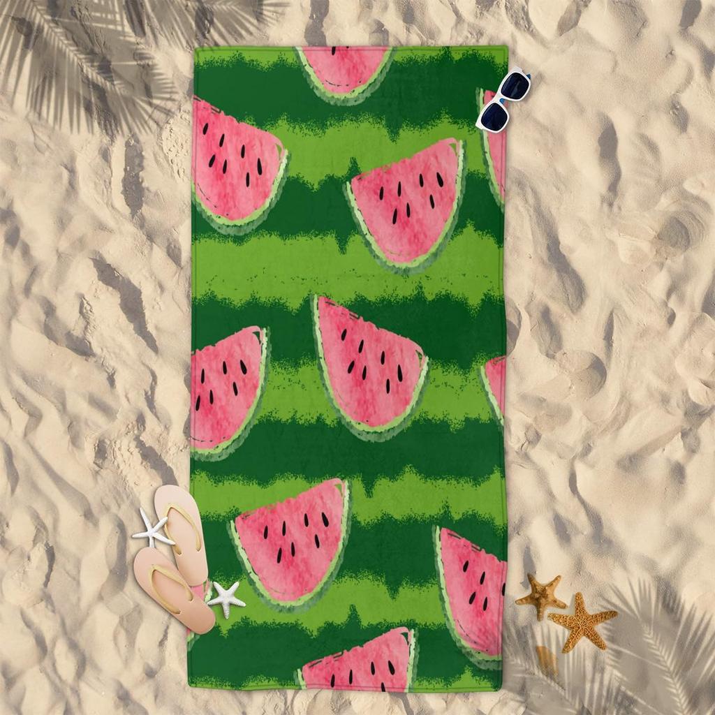 Microfiber Fruit Beach Towels Sand Free Quick Dry Lightweight Travel Bath Towels Large Oversized,Sweet Watermelon Pool Towels