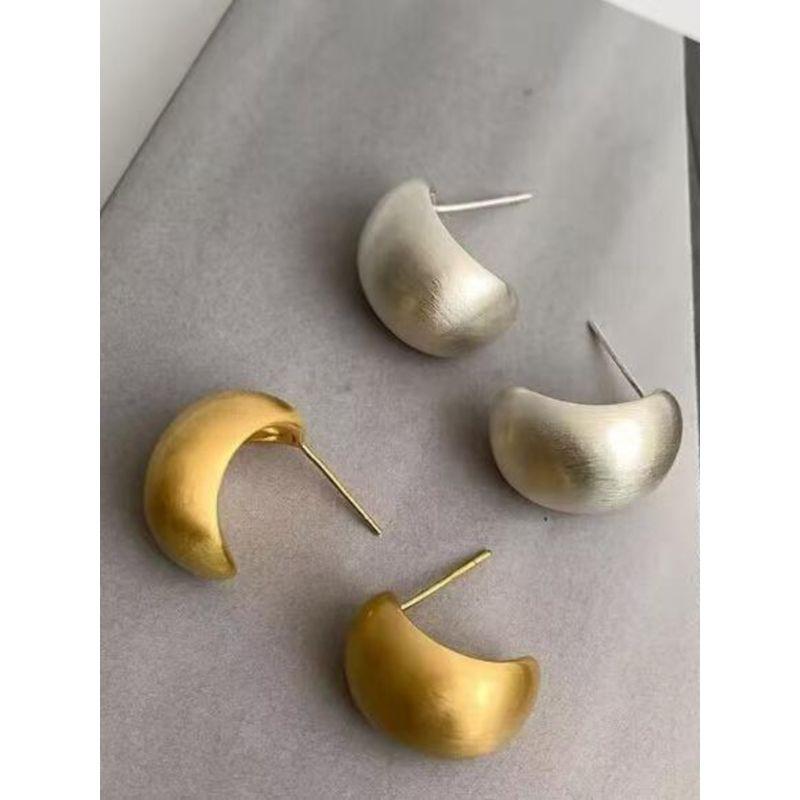 

Sterling Silver Needle Metal Matte Brushed Texture Cold Wind Fancy Beanie Earrings Water Drop Ear Studs Geometric Gold