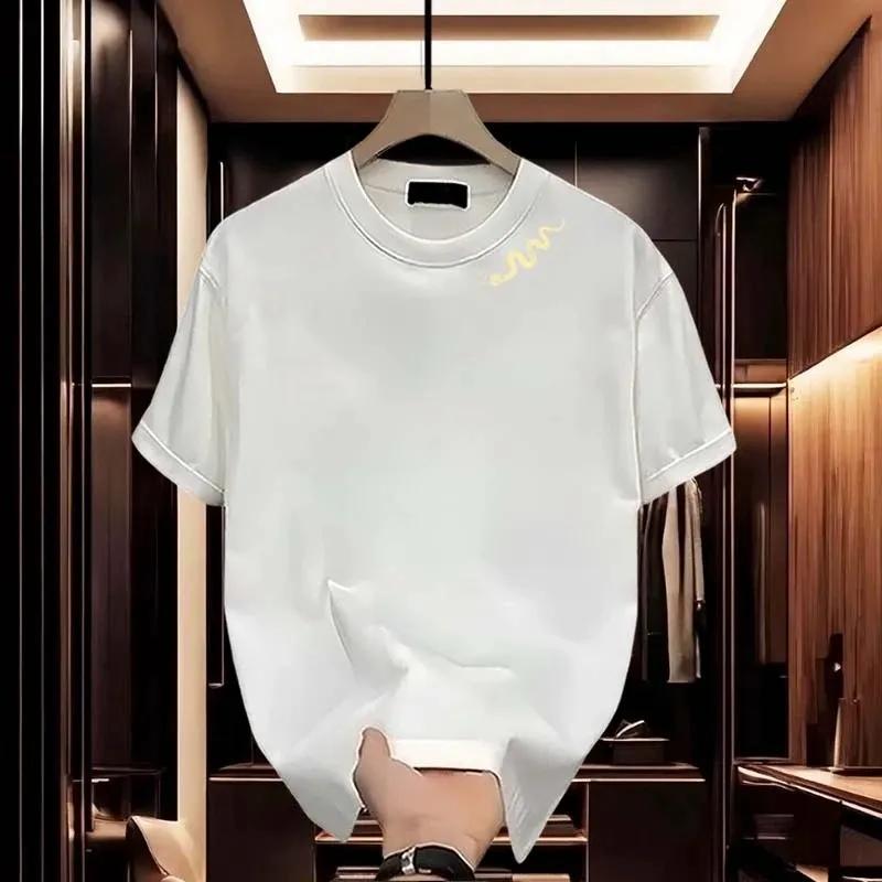 Bawełniana Męska Luźna Koszulka z Krótkim Rękawem Modne T-shirty Męskie