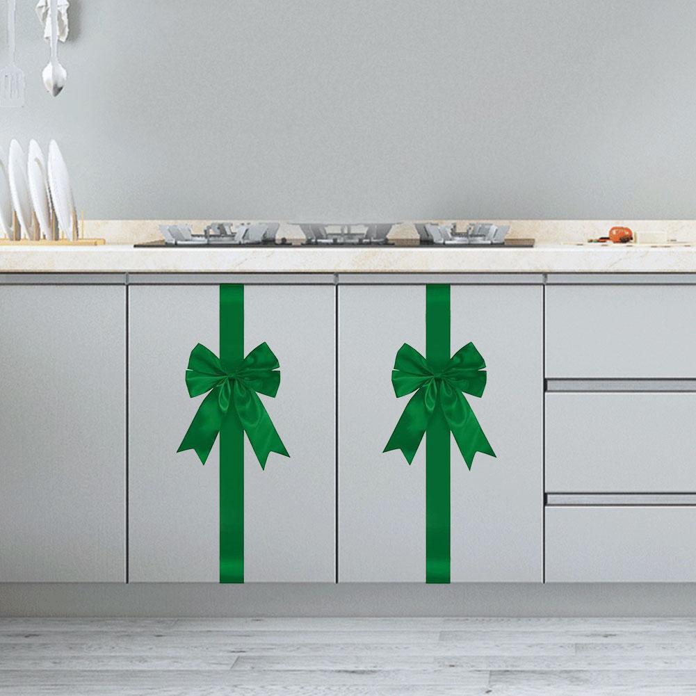 1/12pcs Christmas Ribbons Bows Cabinet Door Hanging Bows Ribbons Front Door Decorations Large Bows Xmas New Year Home Ornaments