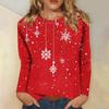 3D Christmas Snowflake Gradient Print Round Neck Long Sleeve T-shirt Casual Long Sleeve Top Party Loose Women's Top