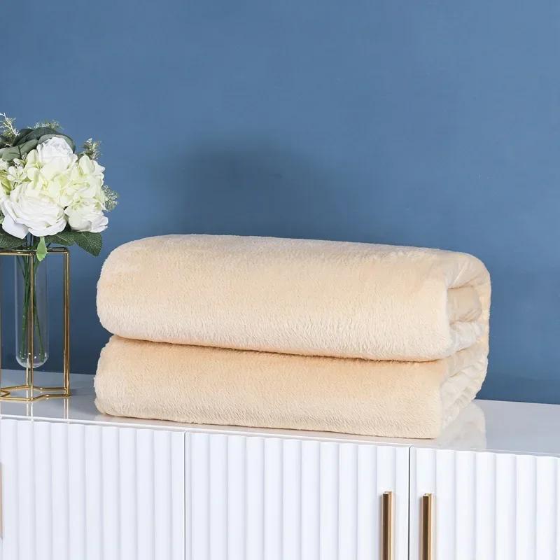 1 Piece Solid Color Flannel Blanket Soft Warm Throw Blankets for Couch Sofa Office Bed Camping Travel Multi-purpose Gift Blanket