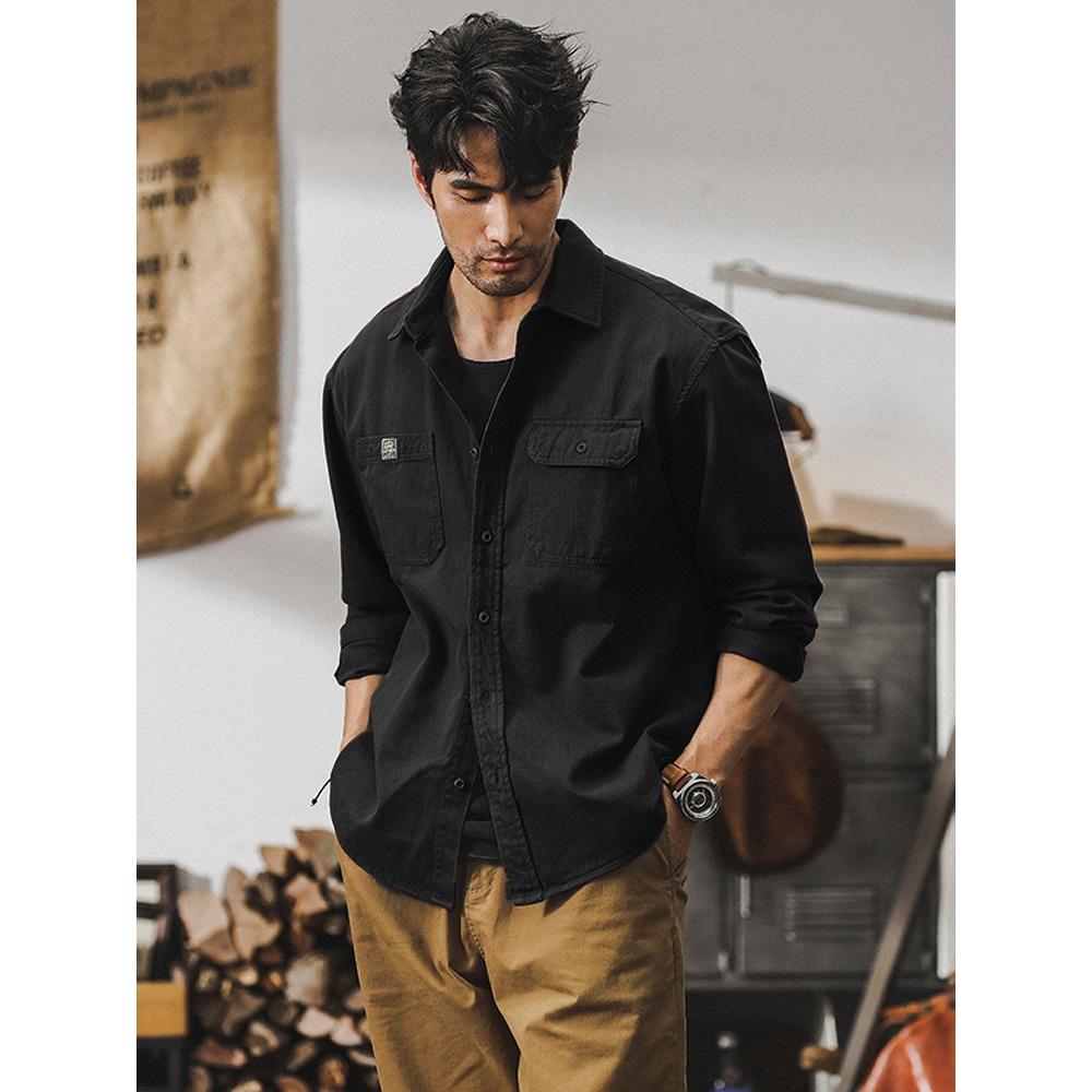 New-style Men’s Vintage Workwear-style Shirt Jacket: Loose-fit, Trendy, Casual, Long-sleeved Shirt