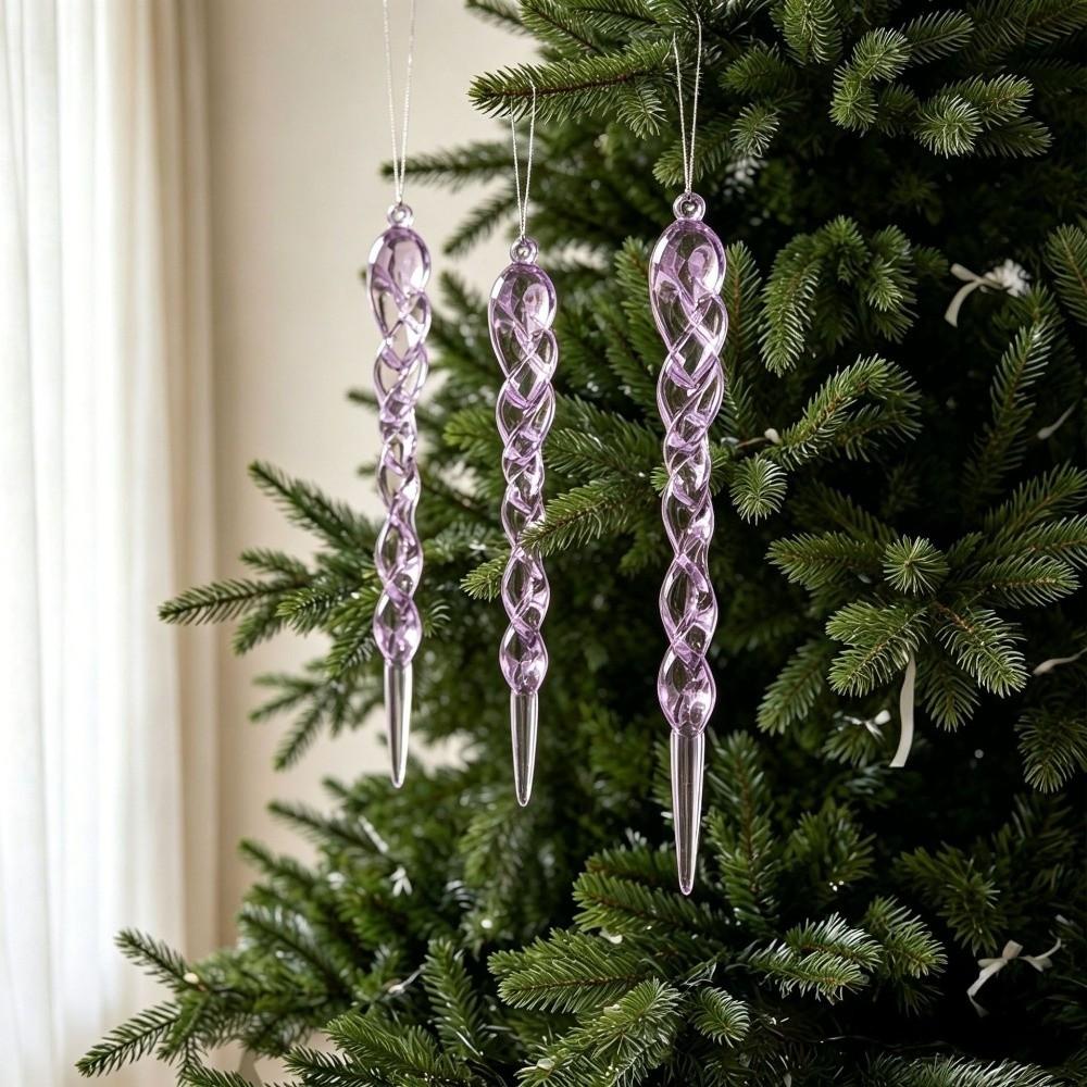 12Pcs Acrylic Xmas Icicle Pendants Shatterproof Ice Strip Hanging Ornaments Winter Holiday