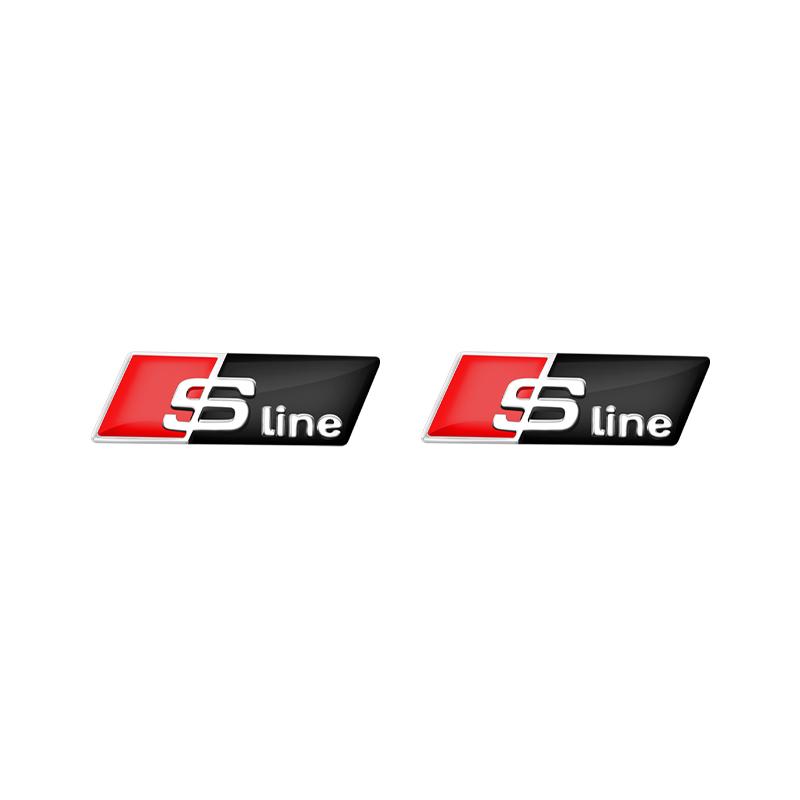 2026 2/5/10Pcs Car RS Sline Badge Steering Wheel Sticker Accessories for S1 Sline C7 A1 Q2 Q3 A4 B7 B8 B9 A3 8P 8V 8L A5 A6 C6 C5 2x